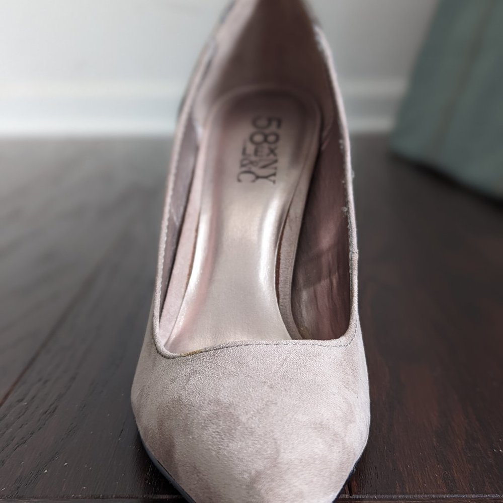 New Faux Suede Pumps with Snakeskin print